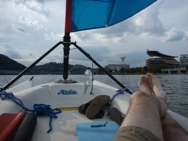 stretching out Pittsburgh sailboat