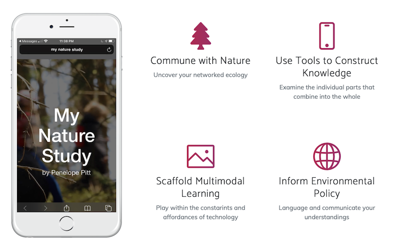 Screenshot of My Nature Outing website highlighting pedagogical foci