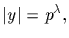 $\vert y\vert =p^{\lambda},$