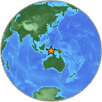 Small globe showing earthquake