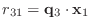 $ r_{31}=\mathbf{q}_3\cdot\mathbf{x}_1$