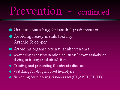 Prevention - continued