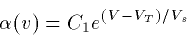 \begin{displaymath}
\alpha(v) = C_1 e^{(V-V_T)/V_s}\end{displaymath}