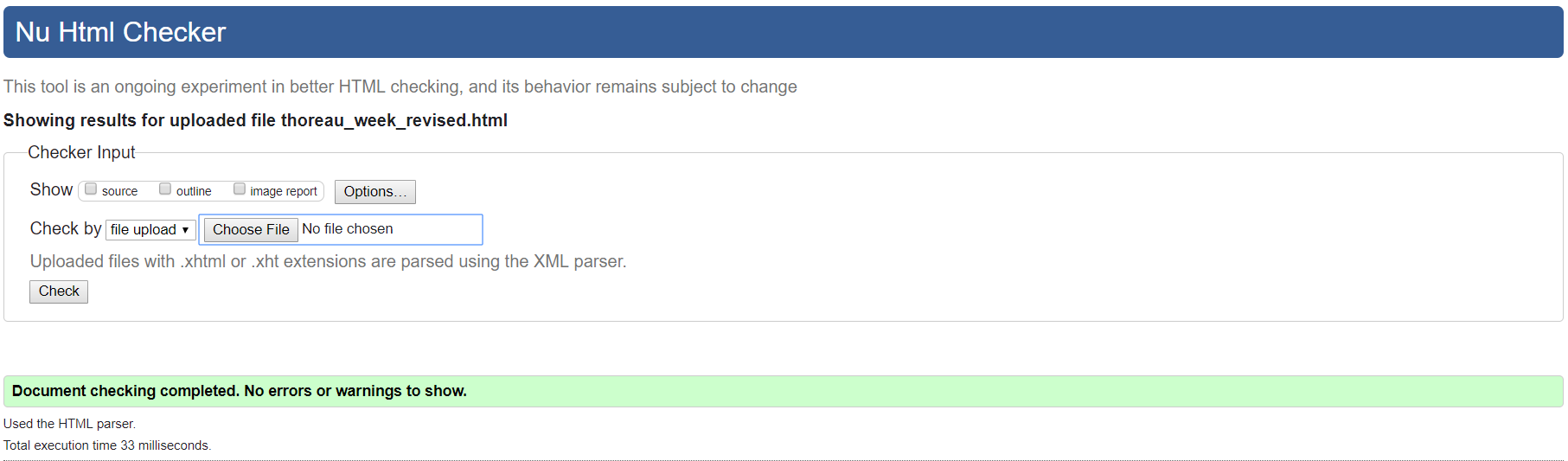 screenshot of results for updated HTML