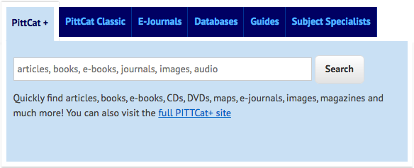 PittCat+ search tab